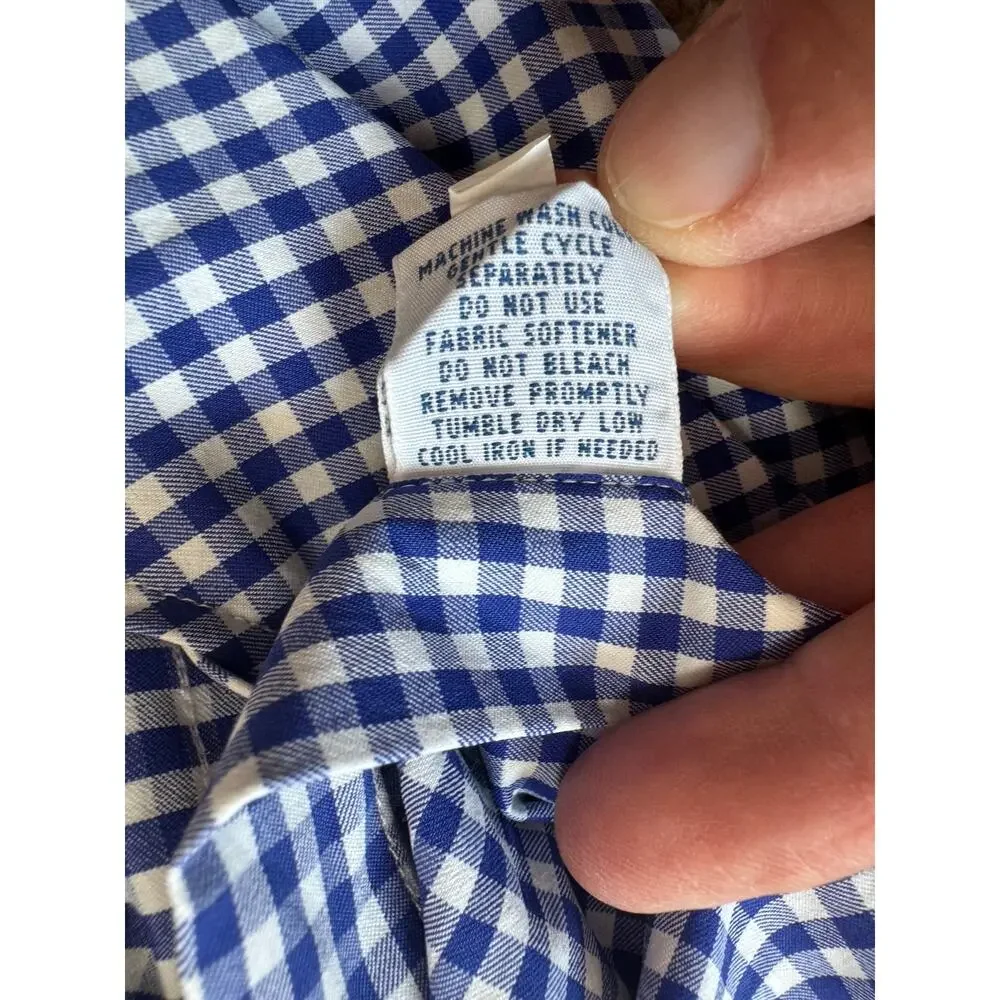 Ralph Lauren Performance Shirt Mens L Blue Gingham Check Stretch Long Sleeve
